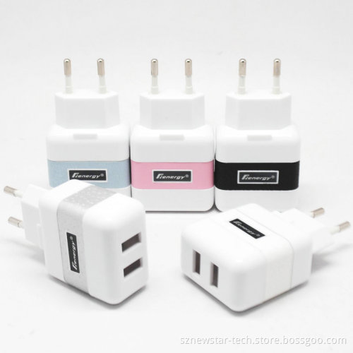 High Quality 5V, 2.1A Wall Charger with Dual USB Ports (NSDTC011)